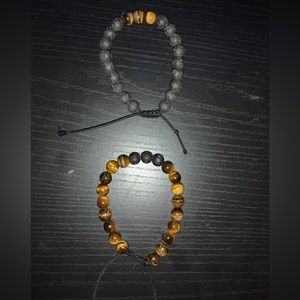 Tigers Eye Lava Stone Bracelet Set